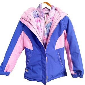 Zero Xposur 2-Piece Girls Multicolor Faux Fur Trim Winter Coat Jacket 14/16